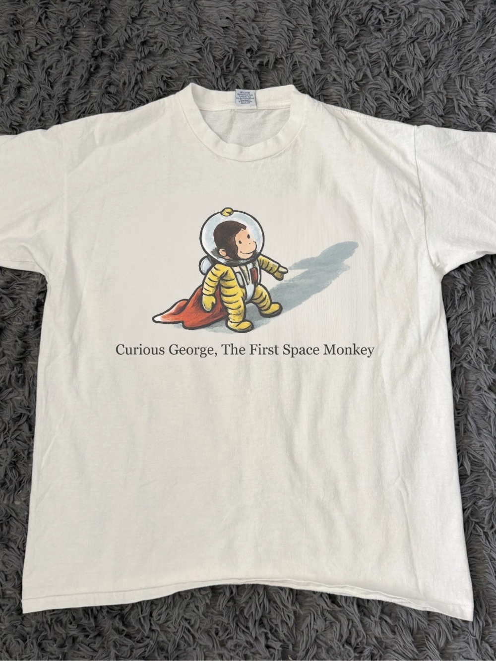 Gildan White Curious George Space Monkey Graphic Tee